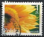 Pologne 2015 Oblitr rond Used Flowers Fleurs Sunflower Tournesol