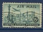 Etats-Unis 1947 - n37 - oblitr - poste arienne - vue de New York