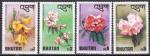 BHOUTAN Les rhododendrons 4 timbres de 1976 neufs et superbes.