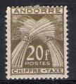 Andorre Fr. 1943; Y&T n T 31; 20f gerbe, brun-olive