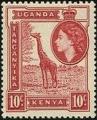 Kenia-Uganda-Tanganyika 1954 Y&T 91 oblitr Reine lisabeth et girafle