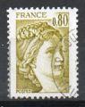 France Oblitr Yvert N1971 Sabine 0,80 Jaune Olive 1977