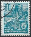 Allemagne - RDA - 1954 - Yt n 161 - Ob - Plan quinquennal 80p bleu vert