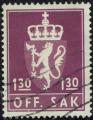 Norvge 1981 Armoiries Off. Sak 1,30 Ore Lion Hraldique Lilas rougetre fonc 