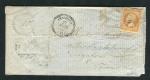 Rare lettre d'Anneyron pour Châteauneuf de Galaure ( Drôme 1862 ) avec un n°13B
