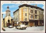 CPM LIMOGES  L'Eglise St Aurlien et rue de la Boucherie voitures cars Peugeot