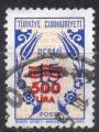 TURQUIE N° serv 182 o Y&T 1989 500p sur 15p (n°166)