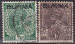 BURMA (Birmanie) N° 2 et 4 de 1937 oblitérés