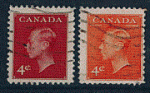Canada - oblitr - 2 timbres effigies Roi Georges VI