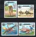 Animaux Sauvages Centrafrique 1985 (91) srie complte Yv 666  669 oblitr