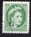 Canada 1956 Oblitr rond Used Stamp Queen Reine Elizabeth II surcharge G