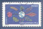 N537 Fte du timbre - Terre entoure d'arbres et de fleurs autoadhsif oblitr
