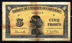Afrique Occidentale Franaise 1942 billet 5 francs (1) pick 28a VF ayant circul