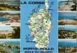 CORSE (20A) -Carte de l'le, mini-vues de Ajaccio, Propriano, Sartne, Bonifacio