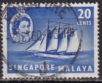 singapour - n° 36  obliteré - 1955