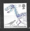Grande Bretagne n 1558 senza gomma, dinosauro - anno  1991