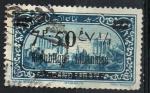Liban 1927; Y&T n 93; surcharge 7p50 su 2p50, bleu-vert, baalbeck