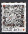 France 1986  - YT 2449  - croix rouge - Vitrail de Vieira da Silva Reims