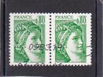 -Timbre France Oblitr / 1977-78 / Y&T N 1970 x2 - Type Sabine