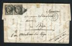Rare lettre de Troyes ( Aube 1850 ) avec une paire de n° 3 - Signé Scheller
