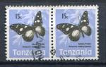 Timbre Rpublique de TANZANIE 1973  Obl  N 35 Paire Horizontale  Y&T  Papillons