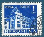 Roumanie Taxe N126 partie gauche Htel des Postes 1l bleu-violet oblitr