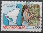 NICARAGUA N 1233 o Y&T 1983 Visite du pape Jean paul II (carte du Nicaragua)