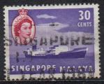 SINGAPOUR N 38 o Y&T 1955 Elizabeth II et ptrolier