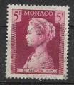 1957 MONACO 481 oblirr, cachet rond, princesse Grce