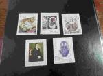 tableaux Oeuvres d art,lot de 5  timbres oblitrs de Slovaquie