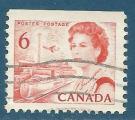 Canada n382A Elizabeth II 6c orange oblitr (non dentel en haut)