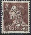 Danemark 1967 rond King Roi Frederik IX 50 Ore olive brun profil gauche SU