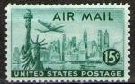 **   ETATS - UNIS   15 c  1947  YT-PA37  " New York - Air mail "  (o)   **