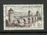 France timbre n1039 oblitr anne 1954 srie touristique :Pont Valentr Cahors
