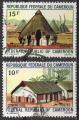 Cameroun 1972; Y&T n 515-16; 10 & 15F, habitat traditionnel