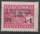 YOUGOSLAVIE Administration militaire  N 1 *(nsg) Y&T 1947 9 rose surcharg