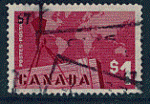 Canada 1963 - YT 334 - oblitr - export trade grue carte monde