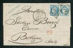 Rare lettre de Vienne pour Bologne ( Italie 1871 ) avec deux n° 46B
