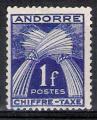 Andorre Fr. 1943; Y&T n T 24; 1f gerbe, outremer