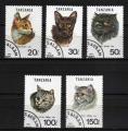 Tanzanie Y&T  N  1349 - 1350 - 1351 - 1353 - 1354  oblitr divers chats