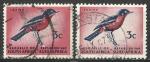 Afrique du Sud 1969 & 72; Y&T n 323F & 337D; 3c oiseau; lanier  gorge rouge