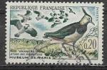 1960 FRANCE 1273 oblitr, cachet rond, oiseau