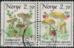 Norvge 1987 Se-tenant Champignons Cantharellus Tubaeformis et Rozites Caperata 