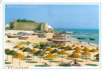 HAMMAMET (Tunisie) - Forteresse (ribat) et plage, parasols - 2000