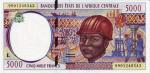 Etats d'Afrique Centrale Gabon 1999 billet 5000 francs pick 404e neuf UNC