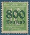 Allemagne N274 10p vert-jaune surcharg 800 Tausend neuf avec charnire