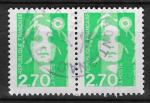 FRANCE - 1996 - Yt n 3005 - Ob - Marianne du Bicentenaire 2,70F vert ; paire