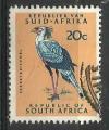 Afrique du Sud 1971; Y&T n 323Qa; 20c oiseau; Serpentaire (papier phosphore)