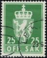 Norvge 1975 Oblitr Armoiries Off. Sak 25 Ore Lion Hraldique Y&T NO S71 SU