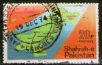**   PAKISTAN    20 p 1974  Mi-373 " Carte du Pakistan "  (o)   **
